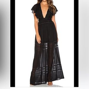 The Jestset Diaries Casablanca black lace maxi dress plunge V neck